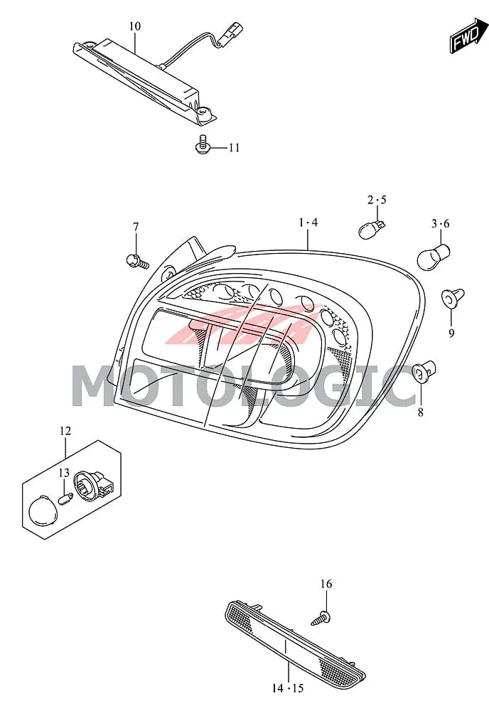REAR LAMP LEFT SUZUKI BALENO SERIES - Master