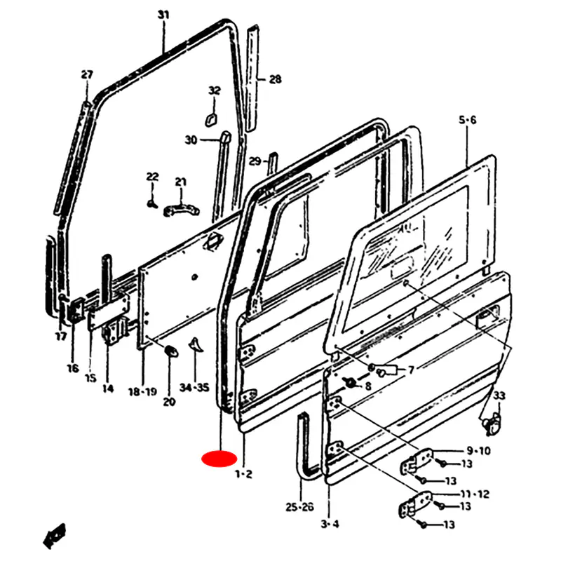 WEATHERSTRIP DOOR LEFT SUZUKI SAMURAI SERIES - Master