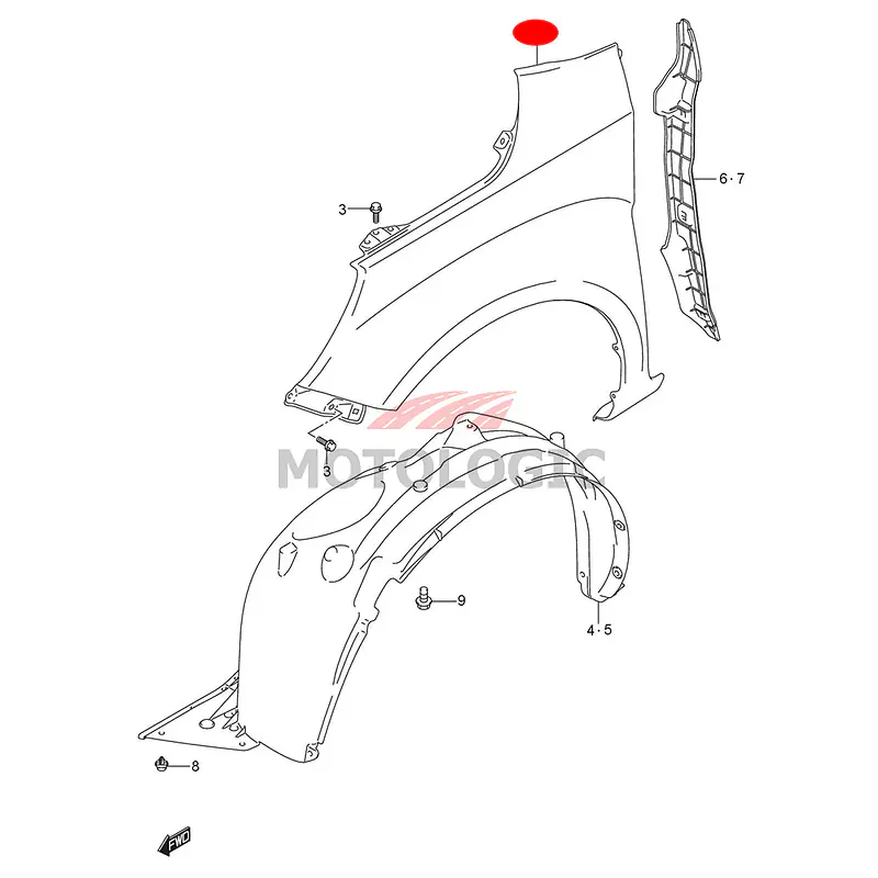 FRONT FENDER LEFT SUZUKI SERIES - Master