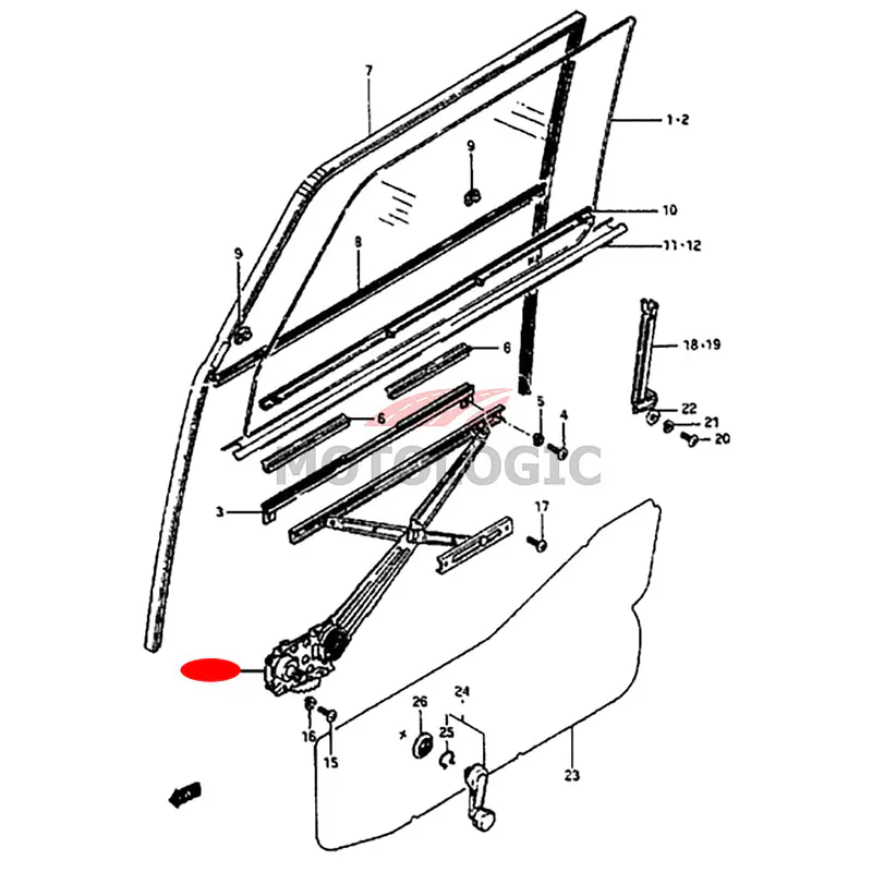 FRONT DOOR WINDOW REGULATOR LEFT SUZUKI SAMURAI SERIES - Master