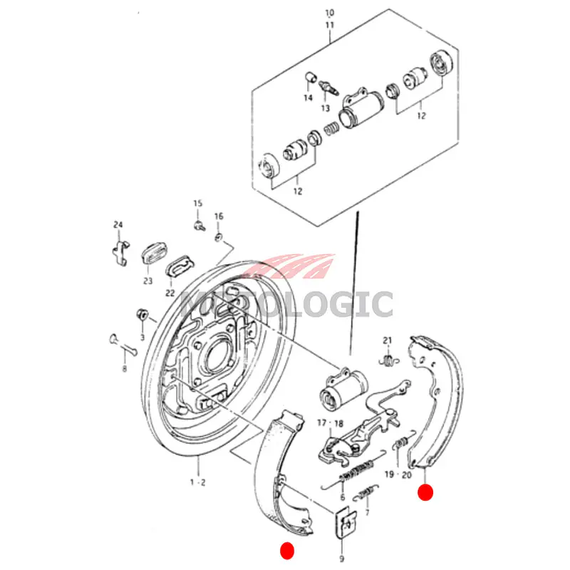 REAR BRAKE SHOE SET SUZUKI SAMURAI SERIES - Master
