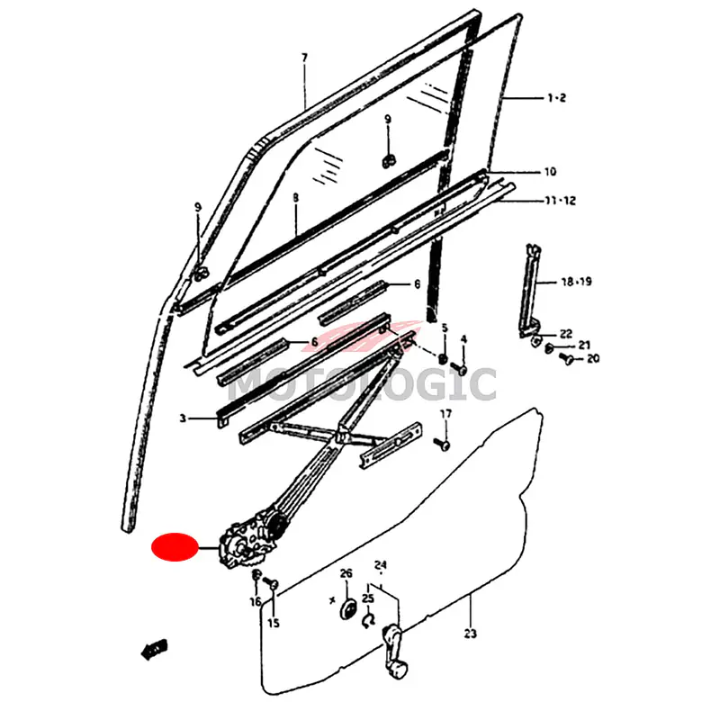 FRONT DOOR WINDOW REGULATOR RIGHT SUZUKI SAMURAI SERIES - Master